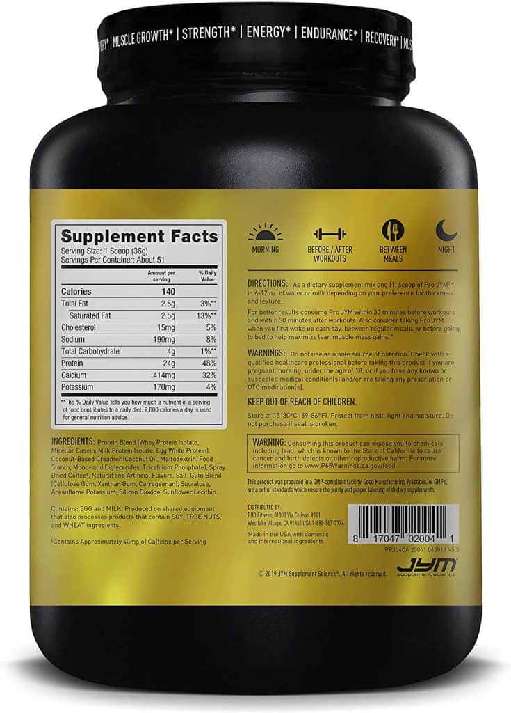 JYM Protein Suppelment Facts 